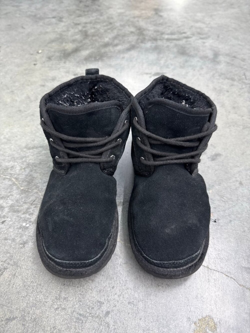 UGG Lace Up Boots Black Shearling Lined Ankle